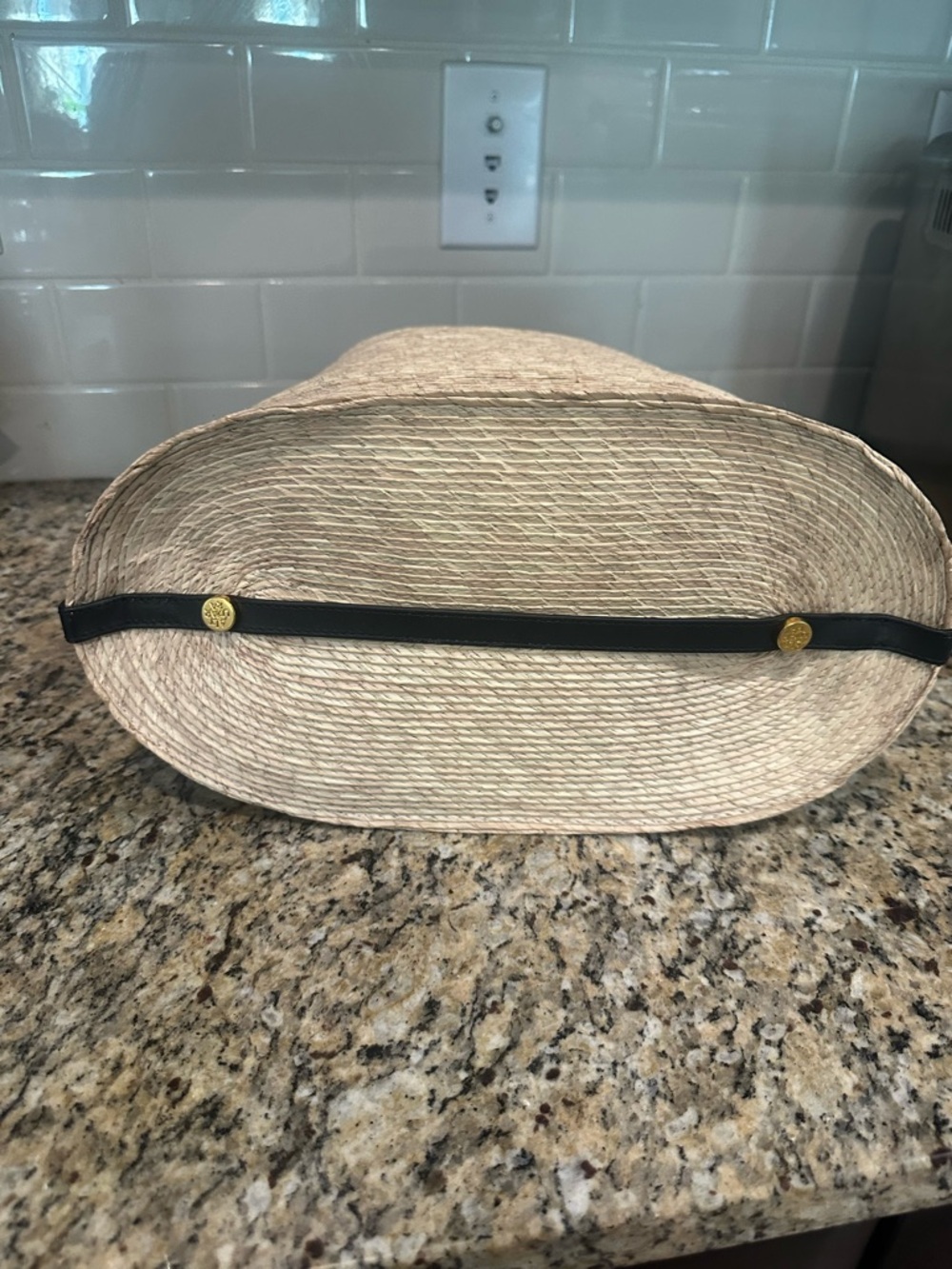 Altuzarra Natural Straw Tote with Black Handle and Gold Hardware - Picture 3 of 9